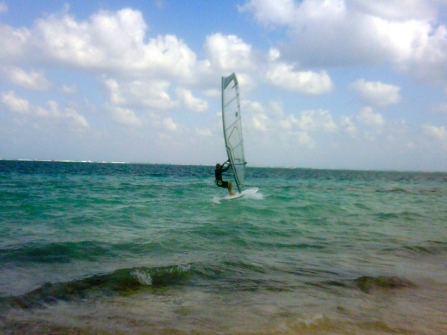  Practicing windsurfing 